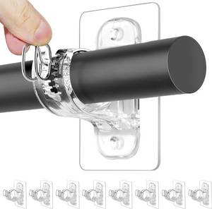 lot 7120 image: 8 Pack No Drill Adhesive Curtain Rod Brackets, No Wall Damage Rod Holders, Sticky Curtain Rods Hooks, Nail-Free Adjustable Curtain Hanger for Wall, Dorm, Living Room, Bedroom, Bathroom, Kitchen Decor