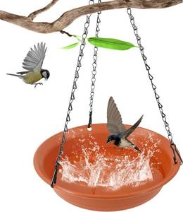 lot 7129 image: Afrine Hanging Bird Bath for Outside, Hanging Bird Water Feeder for Outdoor, Birdbath Bowl, Birdbaths for Outdoors Balcony Window Backyard Garden, Small Large Wild Birdfeeder Tray (10, Green)