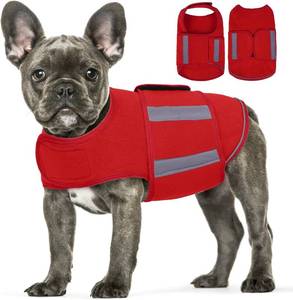 lot 7167 image: QBLEEV Dog Sweaters for Large Dogs, Fleece Vest Dog Sweatshirt Warm Pullover Dog Clothes for Winter, Reflective Dog Jacket with Leash Hole French Bulldog Winter Coat for Small Medium Large Dogs, L