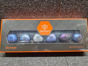 lot 7170 image: modelones Blue Nail Polish, 6 Colors Cat Eye Glitter Gray Shimmer Holographic Clear Quick Dry Mini Starter Set, Long Lasting Art DIY Manicure Kit at Home for Women