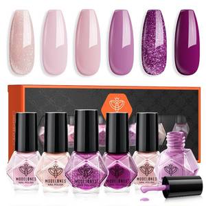 lot 7171 image: modelones Purple Nail Polish Set 6 Colors, Glitter Pink Shimmer Sparkle Mini Nail Lacquer Kit, Infinite Shine Quick Dry Long Lasting Nail Art DIY Home Salon Manicure Gift for Women Girls