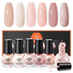 lot 7172 image: modelones Nude Nail Polish Set, Valentines 6 Colors Bubble Bath Quick Dry Skin Tone Glitter Summer Nail Polish Kit Fingernail Polish Nail Art Salon Home Gifts For Women Girl