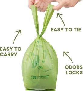 lot 7185 image: SUPERBIO Handle Tie Dog Poop Bags,12 Rolls,180 Bags,Extra Thick and Strong, OK compost INDUSTRIAL.