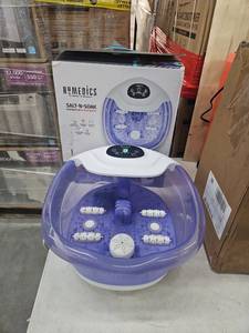 lot 344 image: HoMedics Salt-N-Soak Footbath with Heat Boost  Bubbles  Vibration Massage  works with Bath Salts  Soaking Salt Starter Kit  4 Soothing Massage Rollers  Toe-Touch Controls. Tested For Power.