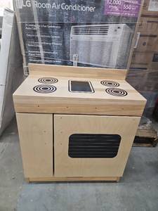 lot 349 image: Wooden Play Kitchen Stove Cabinet. As Shown. No Hardware Included.