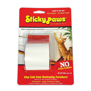 lot 28965 image: Pioneer Pet Sticky Paws Cat Scratch Deterrent Furniture Protecting Tape �� 32.8ft Roll �� Double Sided Tape For Cats To Protect Sofa  Corner  and Couch Protector