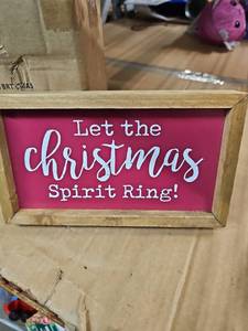 lot 28980 image: Kroger Company Holiday Home Let The Christmas Spirit Ring Wooden Signs - 6ct