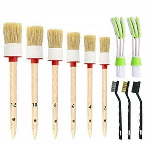 lot 28993 image: onest 11 pieces auto detailing brush set for cleaning weels  interior  exterior  leather  including 6 pcs natural boar hair premium detail brush and 2 pcs automotive air conditioner cleaner and brush