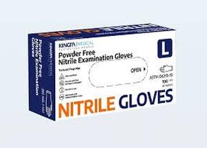 lot 30969 image: Kingfa Medical Powder Free Nitrile Examination Gloves - L