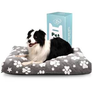 lot 23636 image: Yaning Dog Beds for Large Dogs, Cute Thick Dog Bed for Crate Kennel, Fluffy Pet Bed with Removable Washable Cover and Anti-Slip Bottom, 35x 22, Grey Paw