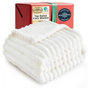 lot 23643 image: Bedsure GentleSoft White Throw Blanket for Couch - Cozy Fleece Throw Blanket for Women Girls, Cute Birthday Gifts for Women Men Teen, Room Home Boho Spring Valentines Decor, Off White, 50x60 Inches