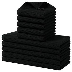 lot 23649 image: Homaxy 100% Cotton Kitchen Towels and Dishcloths Set, 12 x 12 Inches and 13 x 28 Inches, Set of 10 Bulk Kitchen Towels Set, Ultra Soft Absorbent Dish Cloths for Washing Dishes, Black