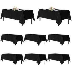 lot 23654 image: sancua Black Tablecloths for 6 Foot Rectangle Tables, 8 Pack - Washable Polyester Fabric Table Cloth, Reusable Table Covers for Wedding Party, Birthday, Banquet Reception, 54x108 Inch