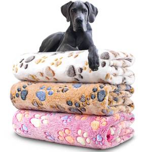 lot 23663 image: Dog Blankets for Medium Large Dogs, 3 Pack Dog Blanket Washable 41 x 31, Fuzzy Soft Pet Mat Throw Cover for Kennel Crate Bed, Cute Paw Pattern, Cat Blanket, Blankets for Dogs, Pet Blanket