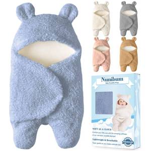 lot 23668 image: Nunibum Baby Swaddle Blanket Boys Girls Cute Bear Plush Essential Receiving Blanket Ultra-Soft Newborn Registry Sleeping Wraps for Infant 0-6 Months - Blue
