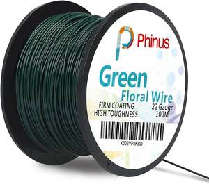lot 28910 image: Floral Wire, 110 Yards 22 Gauge Green Florist Wires, Flexible Green Wire Paddle Wires for Crafts, Christmas Wreaths Tree, Garland and Floral Flower Arrangements
