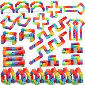 lot 28919 image: 30pcs Wacky Track Fidget Toys Bulk for Kids Snap and Click Sensory Puzzle, Goodie Bag, Treasure Box Prizes, Birthday Gifts, Stocking Stuffers, Classroom Reward for Student, Teen, Rainbow Party Favors