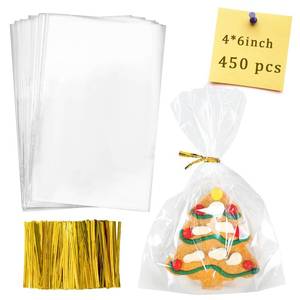 lot 28923 image: Labeol Cellophane Bags 450Pcs 4X6 Treat Bags with Ties Goodie Bag Clear Plastic Bag for Packaging Party Favor Gift Cookie Candy Bakery Christmas Valentines Day Easter Cellophane Wrap