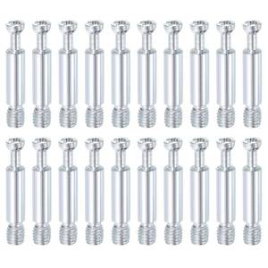 lot 28924 image: uxcell 20Pcs 35mm Furniture Connecting Fittings, Thread Bolts Dowels Screws, Metal Dowel Fitting Fasteners for Cabinet Drawer and Wardrobe Furniture, Silver