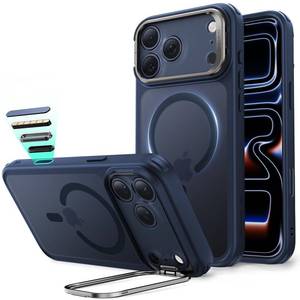 lot 28933 image: ESR for iPhone 17 Pro Max Case with Stash Stand, Camera Control Cover Compatible with MagSafe, Military-Grade Drop Protection Magnetic Phone Case, Scratch-Resistant Back Cover,Frosted Blue