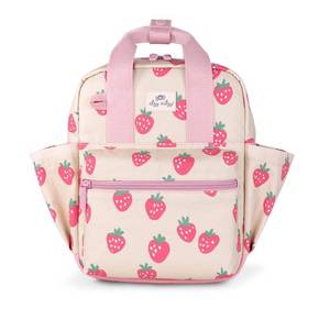 lot 28949 image: Itzy Ritzy Toddler Backpack - Daycare Bag - Features Adjustable Shoulder Straps, 2 Side Pockets & Spacious Interior with Wipeable Fabric Lining & Name Label, Strawberry Backpack