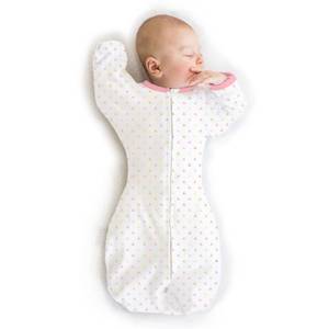 lot 28959 image: SwaddleDesigns Transitional Swaddle Sack, Arms Up Half-Length Sleeves & Mitten Cuffs, Swaddle for Newborn Transition to Baby Sleep Sack Wearable Blanket, Small, 0-3 mo, 6-14 lb, Pink Tiny Triangles