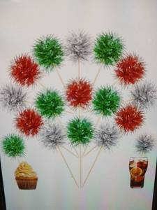 lot 28962 image: Firework Cupcake Toppers 100pcs Red Green Silver and Gold