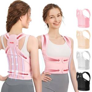 lot 28984 image: Fit Geno Back Brace and Adjustable Posture Corrector And Trainer for Women and Men, Back Straightener, Scoliosis and Hunchback Correction, Back Pain, Spine Support, Pink, Medium (Waist 34-41 Inch)