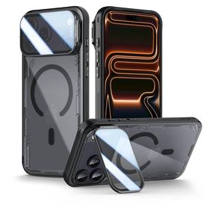 lot 54218 image: Nillkin for iPhone 17 Pro Max Magsafe Case Clear, Upgraded Full Camera Protection, Translucent & Never Yellow & Biodegradable Material, iPhone 17 Pro Max Case with Stand 6.9, Black