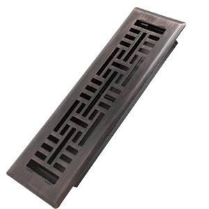 lot 54225 image: Howeall 2x10 Inches Heavy Duty Walkable Floor Register Easy Adjust Air Supply Lever Floor Vents - Seattle Design - Vent Cover for Home Floor - Oil Rubbed Bronze