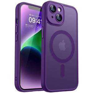 lot 54228 image: CANSHN Magnetic for iPhone 14 Case, Upgraded Full Camera Protection Compatible with Magsafe Translucent Matte Shockproof Protective Phone Case for iPhone 14 6.1 - Deep Purple