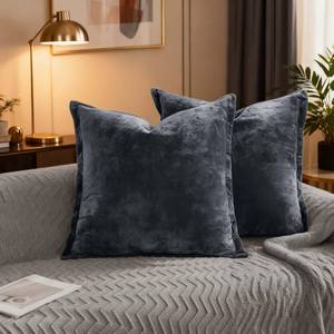 lot 55484 image: NEPHEALIS Velvet Pillow Covers 2 Pack Soft 26x26 Pillow Covers Solid Square Euro Shams Decorative Couch Pillow Cases with Wide Border for Sofa Bed Home Decor,Blue Gray