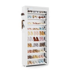 lot 55487 image: VTRIN Vertical Narrow Shoe Rack Organizer Tall Shoe Rack for Closet Entryway 10 Tier Non-Woven Cover Shoe Shelf Holds 36-41 Pairs Free Standing Shoe Storage Cabinet with Dustproof Cover, White