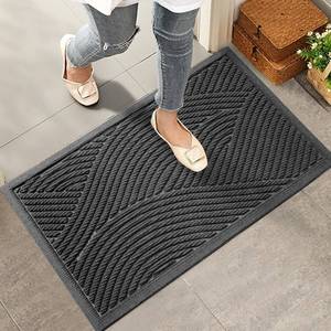 lot 55494 image: HIYARD Sturdy Front Door Mat, Absorbent Muddy Dirt Resist Welcome Door Mats Outdoor Indoor, Stain and Fade Resistant, Non-Slip Backing Entry Mat Low Profile Doormat for Entryway, 29x17, Grey