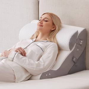 lot 63889 image: Ruqmuis 3PCS Wedge Pillow Set for After Surgery, Adjustable Back Pillow for Bed Sitting up, Acid Reflux, Bed Wedge Pillow Headboard for Sleeping & Snoring, Orthopedic Pillow for Post Surgery, White