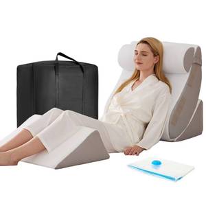 lot 63896 image: 4PCS Wedge Pillow Set for After Surgery, Orthopedic Bed Wedge Pillow for Back Pain Relief, Sitting up in Bed,Recovery, Acid Reflux, Snoring, Body Pillow for Sleeping,Leg,Shoulder Support, WhiteGrey