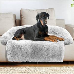 lot 63898 image: GGIB Calming Dog Bed Fluffy Plush Dog Mat for Furniture Protector with Removable Washable Cover for Large Medium Small Dogs and Cats (Extra Extra Large, Light Grey)