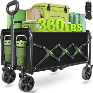 lot 63902 image: Wagons Carts Foldable - Collapsible Wagon Cart with Wheels Folding Foldable Wagon Small Portable Lightweight for Sports, Camping, Storage, Travel, Shopping