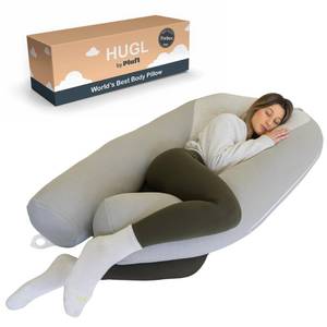 lot 63903 image: Plufl Hugl Cooling Body Pillow for Adults Made with Memory Foam  U Shaped Maternity Pillows Great for Side Sleepers & Pregnant Women  Washable Cover  Grey