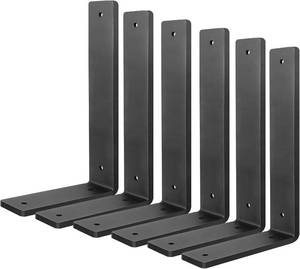 lot 63904 image: Floating Shelf Bracket 14 Inch, 6 Pack Heavy Duty Shelf Brackets, Black Wall Shelf Bracket for DIY Decorative with Mounting Hardware