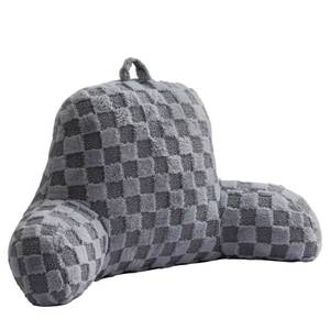 lot 63916 image: Aimuan Checkered Reading Pillow Bed Rest Wedge Backrest Checkerboard Pillow with Arms Back Support for Sitting Up in Bed Cushion Incline Rest Sleeping Snoring Pillow (Grey,Standard)