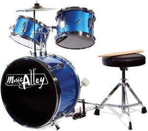 lot 63922 image: Music Alley 3 Piece Kids Drum Set with Drum Sticks & Drum Throne Seat