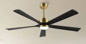 lot 23646 image: 52 in. LED indoor Black and Gold Ceiling Fan