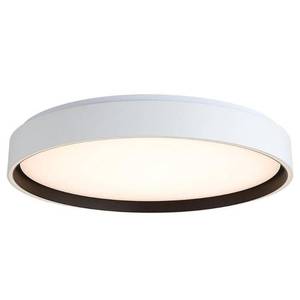 lot 23647 image: 15 in. 30-Watt Modern White Sleek Integrated LED Flush Mount with White Acrylic Shade