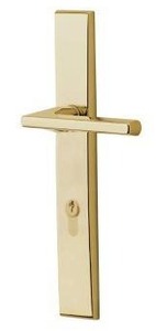 lot 23670 image: Baldwin Lakeshore Door Configuration 4 Keyed Entry Multi Point Trim Lever Set with Euro Profile Cylinder Below Handle, Brass