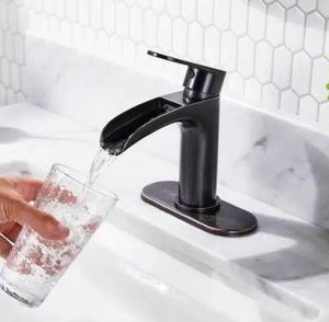 lot 23673 image: Waterfall Single Handle Bathroom Faucet with Metal Pop-Up Drain, Bathroom Sink Faucet Oil-rubbed Bronze