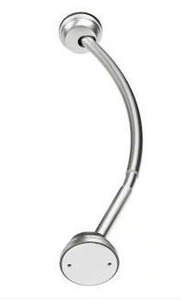 lot 23674 image: Zenna Home NeverRust Rustproof 40 in. Aluminum Dual Mount Curved Stall Shower Rod in Satin Nickel