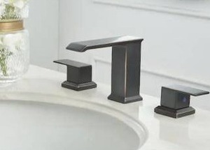 lot 23684 image: BWE 8 in. Waterfall Widespread 2-Handle Bathroom Faucet With Pop-up Drain Assembly in Spot Resist Oil Rubbed Bronze