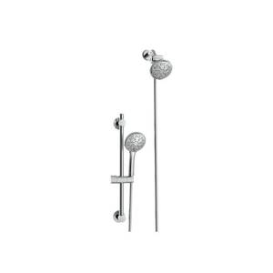lot 23685 image: Wall Bar 6 -Spray Patterns with 1.8 GPM 4.5 in. Wall Mount Dual Shower Heads with Nail Glue Installation in Chome