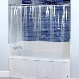 lot 23687 image: SlipX Solutions 82 in. x 74 in. Extra Wide PEVA Shower Liner (Clear)